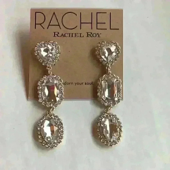 Rachel Roy new Gold Tone Triple Drop Earrings - Picture 5 of 8